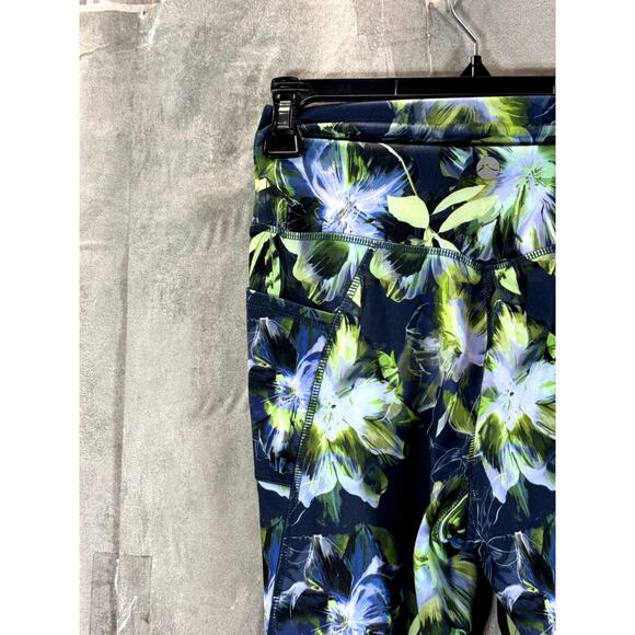X BY GOTTEX Women's Blue Dark Floral Rachel Pull-On Ankle Leggings SZ S - Picture 3 of 11